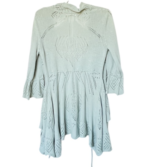 ANTHROPOLOGIE Sparrow Wrap Cardigan Sage Green Open Weave Size Large - Picture 8 of 14